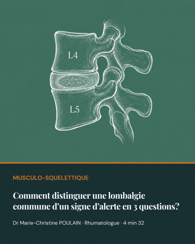 Comment distinguer une lombalgie commune d&rsquo;un signe d&rsquo;alerte en 3 questions