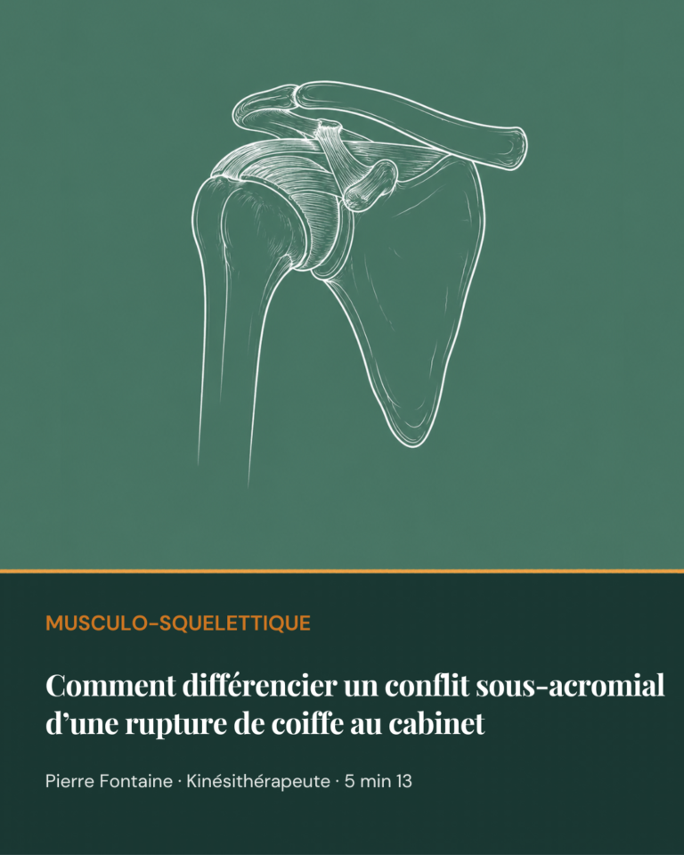Comment différencier un conflit sous-acromial d’une rupture de coiffe au cabinet